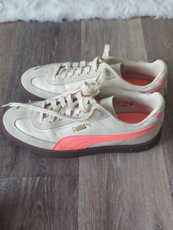 Puma Shoes - New Puma Cream Sneakers with Coral Accent